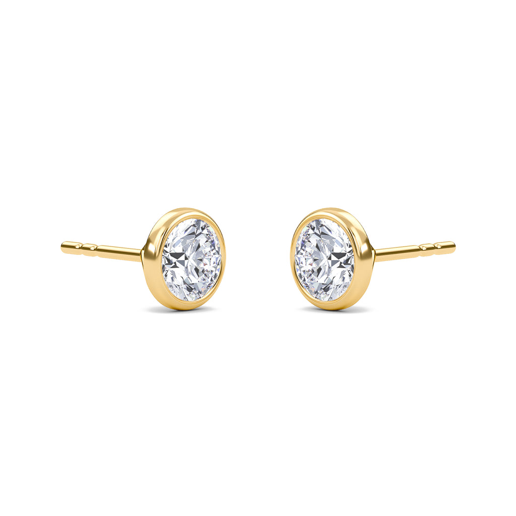 0.77 Carat Round Bezel Set Solitaire Earrings
