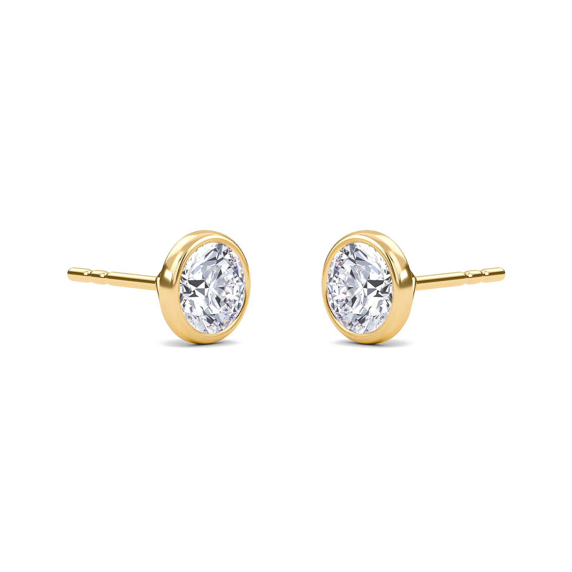 0.77 Carat Round Bezel Set Solitaire Earrings