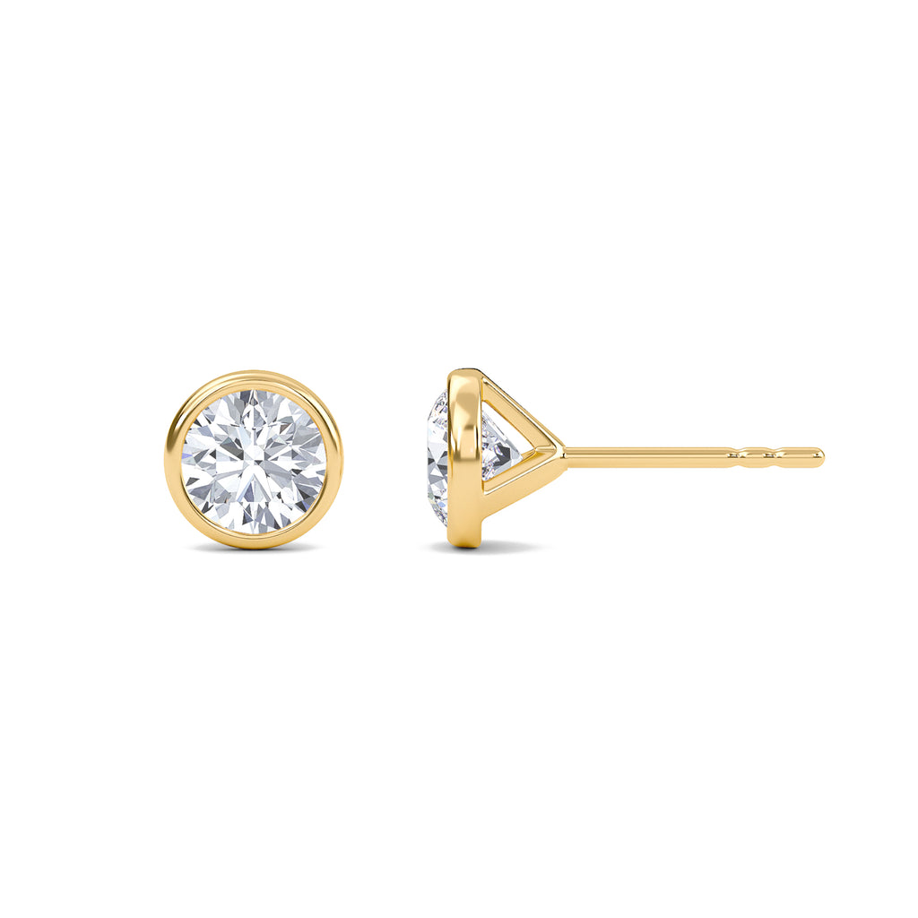 0.77 Carat Round Bezel Set Solitaire Earrings
