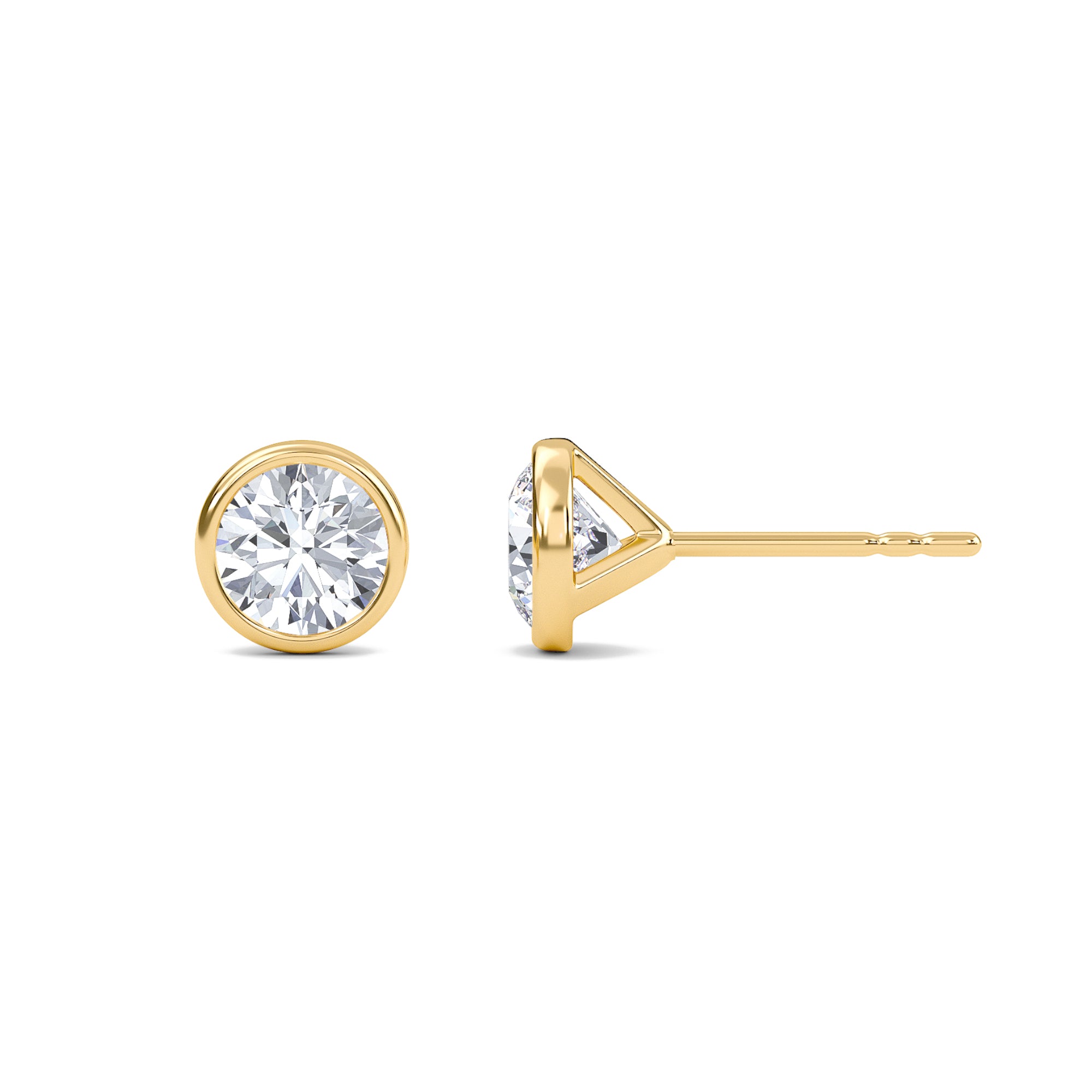 0.77 Carat Round Bezel Set Solitaire Earrings