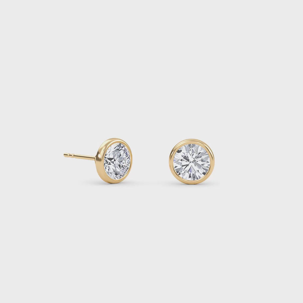 0.77 Carat Round Bezel Set Solitaire Earrings