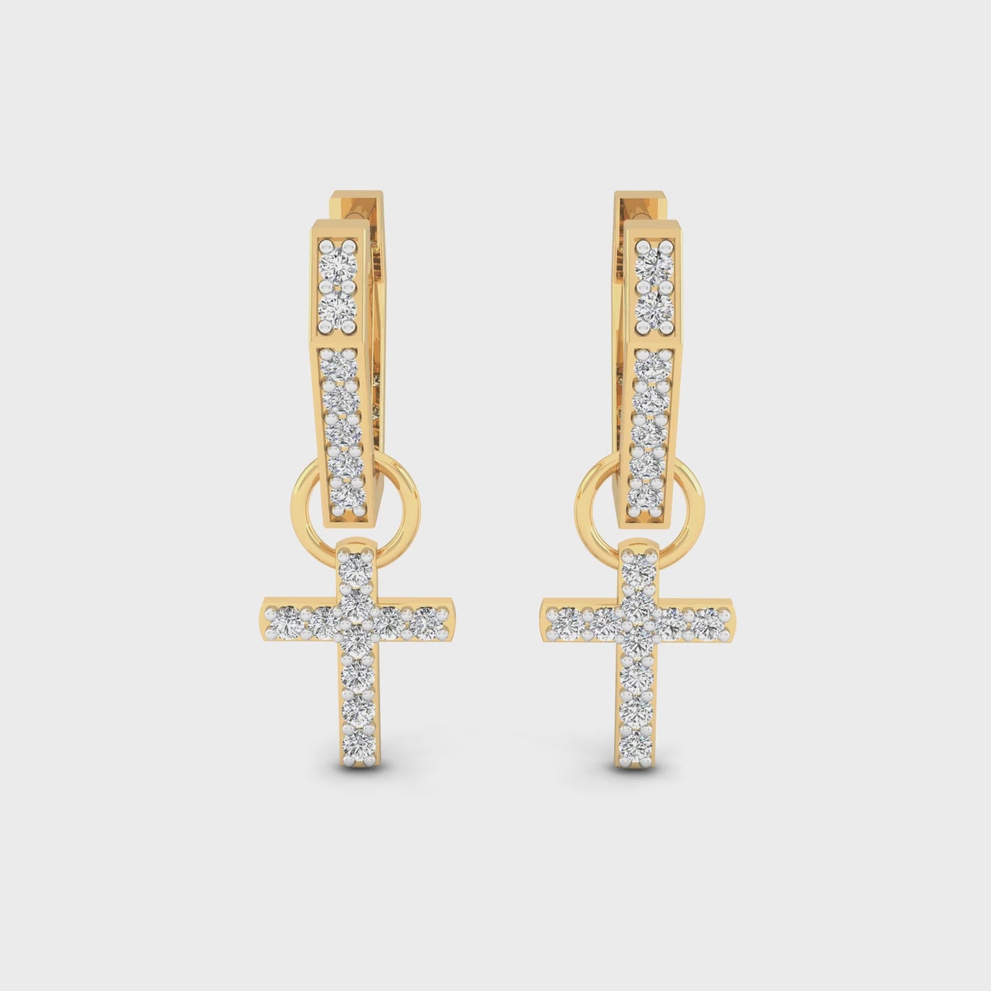 Cruciform Diamond Drop Hoops