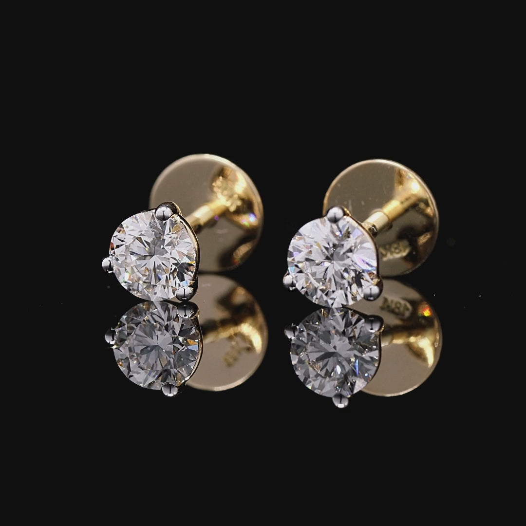 0.25 ctw Round Lab Grown Diamond Three Prong Solitaire Earrings