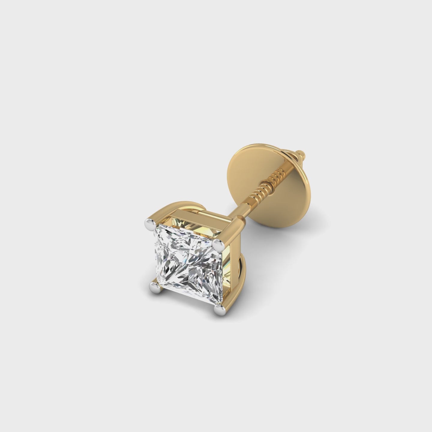 1 Carat Princess-Cut Solitaire Stud