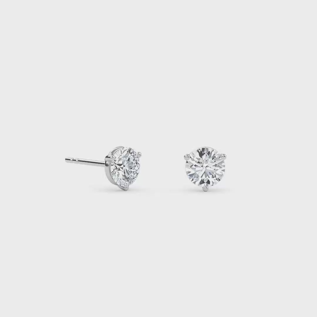 Three Prong Martini Solitaire Earrings