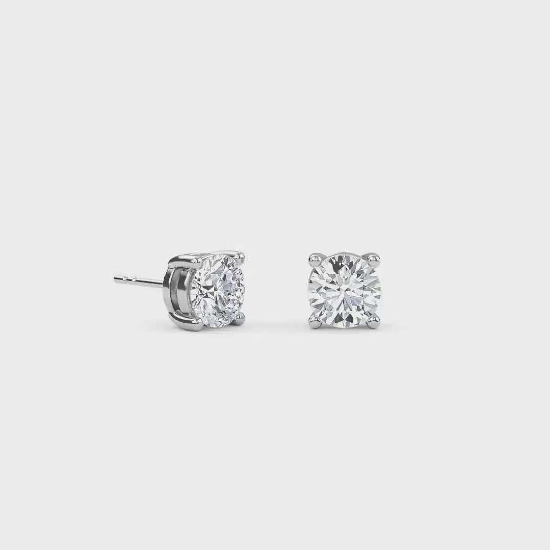 0.5 Carat Round Four Prong Solitaire Earrings