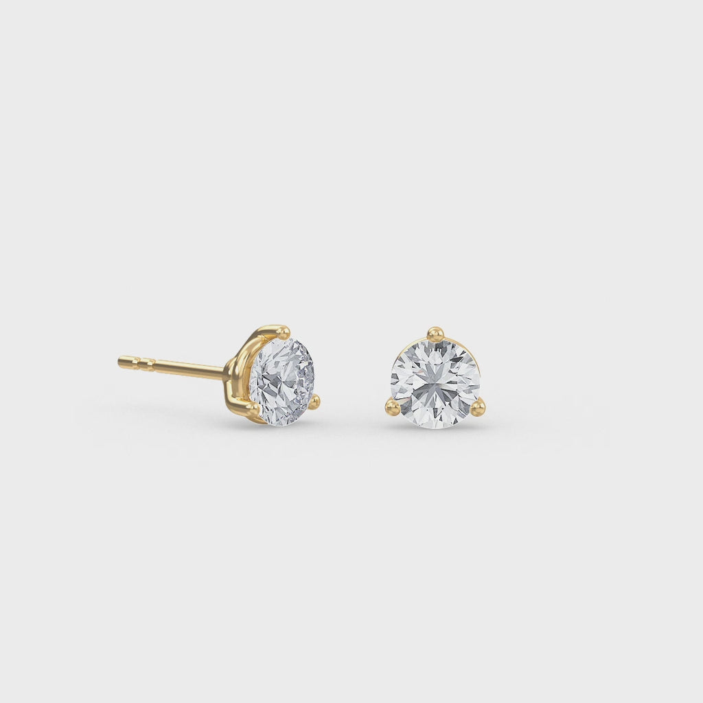 0.25 ctw Round Lab Grown Diamond Three Prong Solitaire Earrings