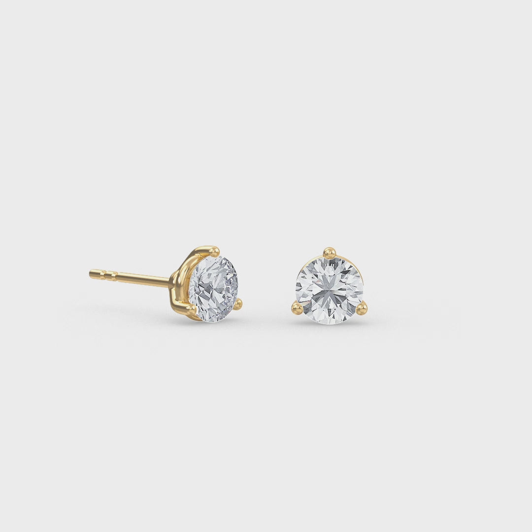 0.25 ctw Round Lab Grown Diamond Three Prong Solitaire Earrings