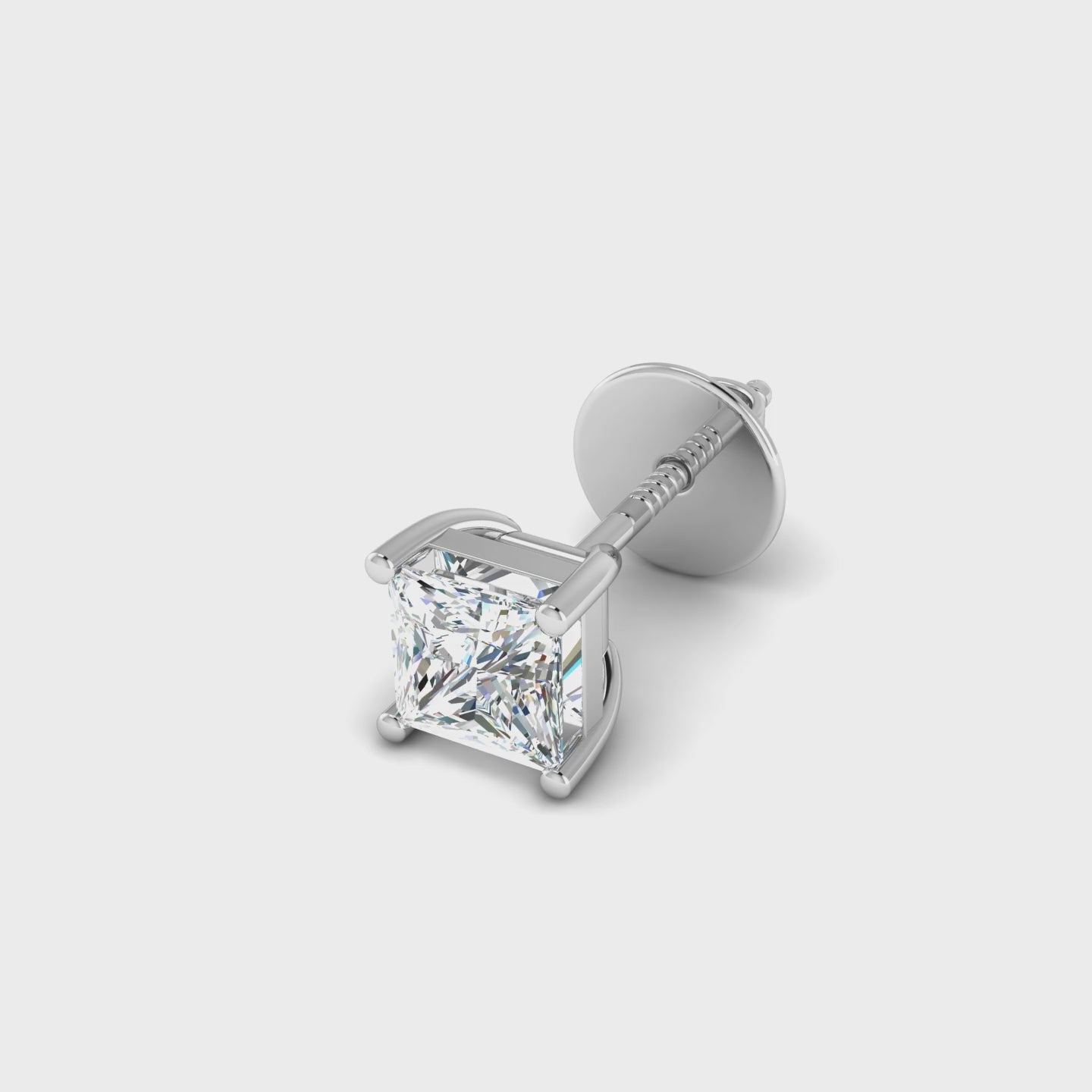 1 Carat Princess-Cut Solitaire Stud