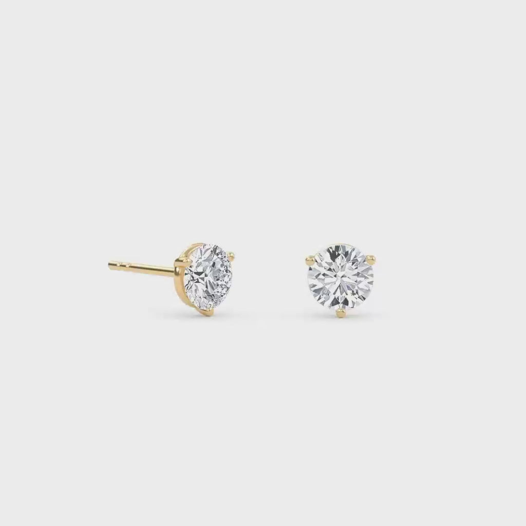Three Prong Martini Solitaire Earrings