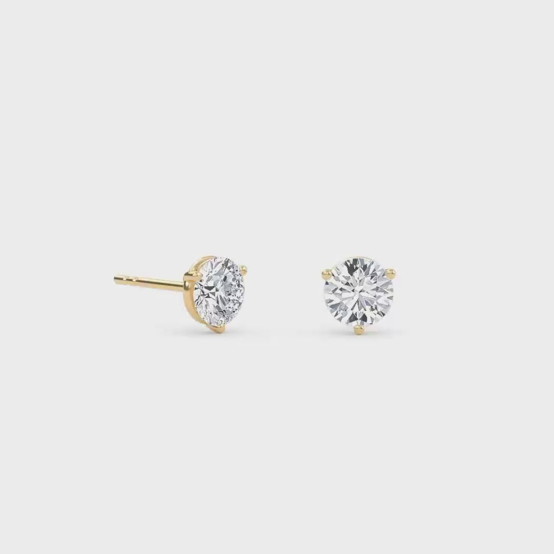 Three Prong Martini Solitaire Earrings