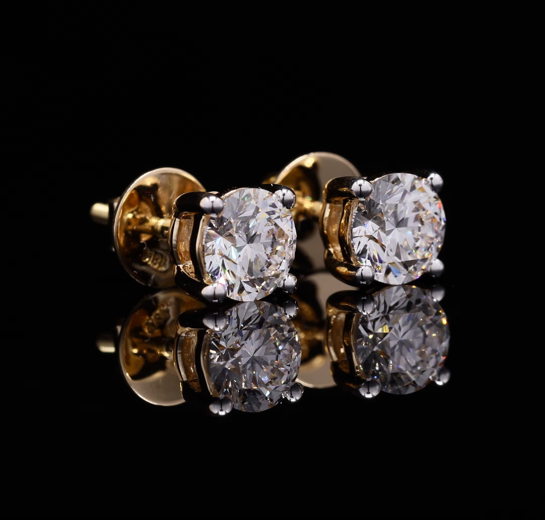 0.5 Carat Round Four Prong Solitaire Earrings