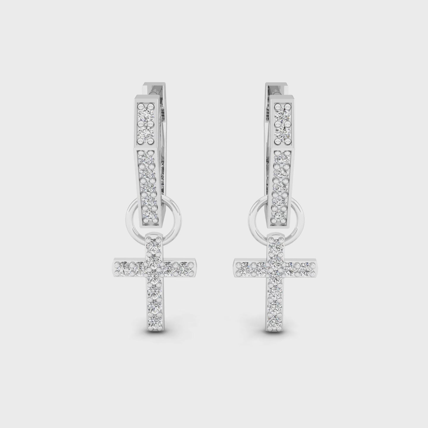 Cruciform Diamond Drop Hoops