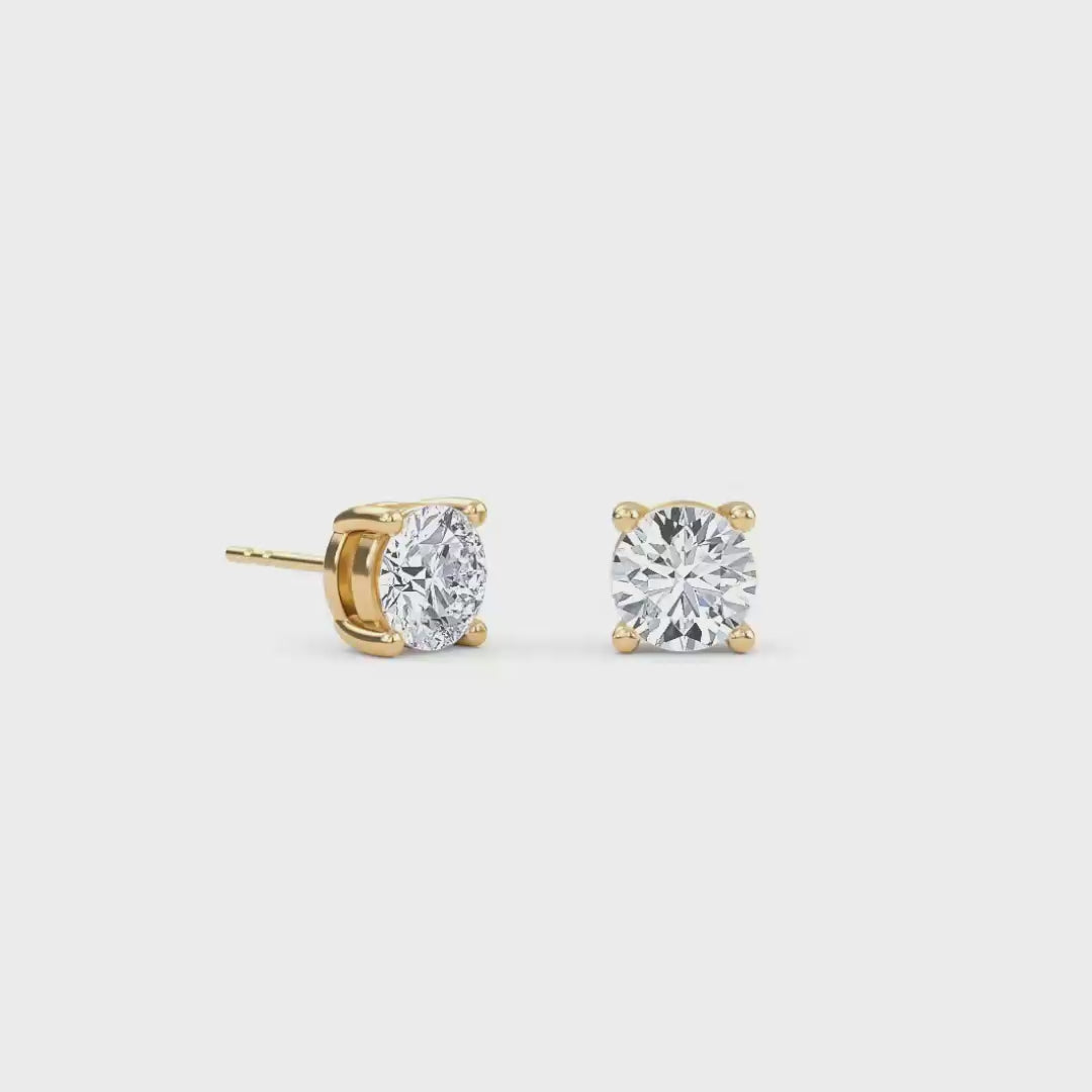 0.5 Carat Round Four Prong Solitaire Earrings