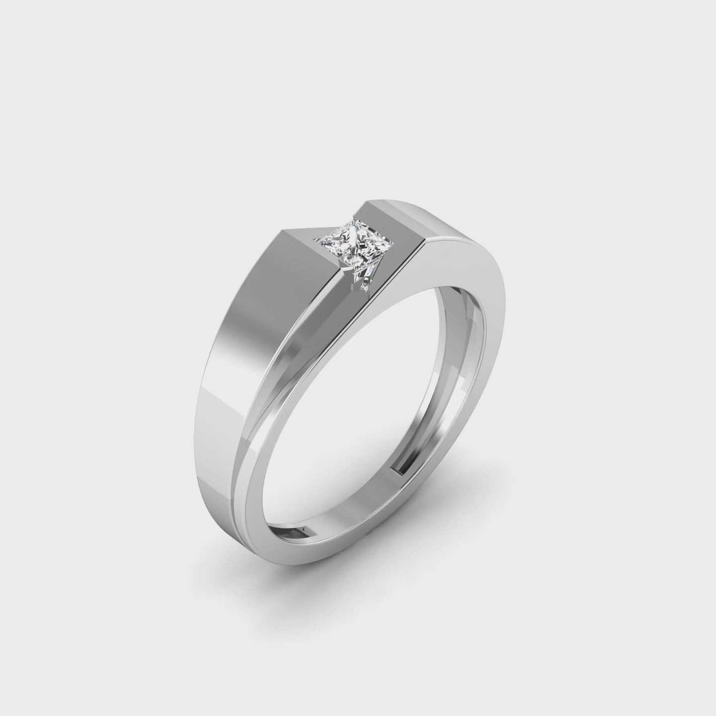 Modern Men's Solitaire Ring