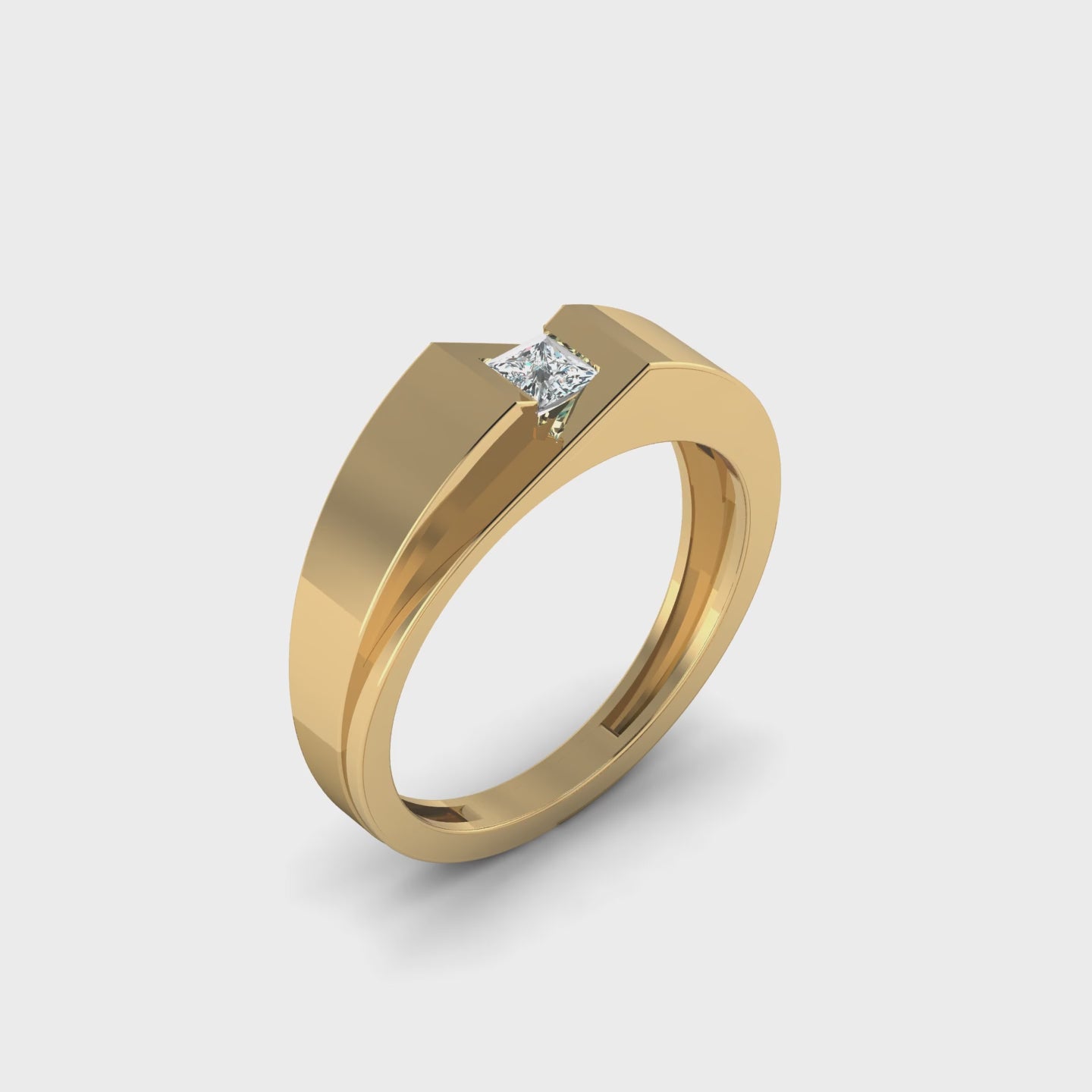 Modern Men's Solitaire Ring