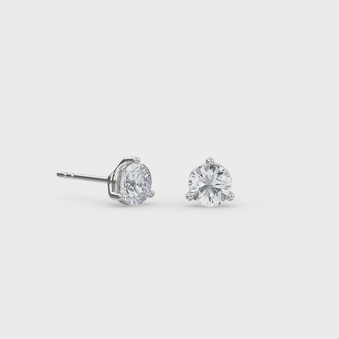 0.25 ctw Round Lab Grown Diamond Three Prong Solitaire Earrings