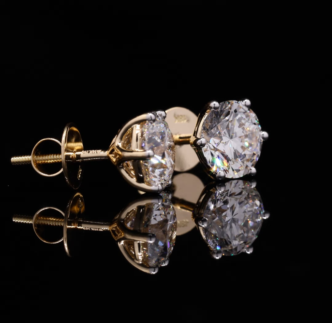 2 Carat Round Six Prong Solitaire Earrings